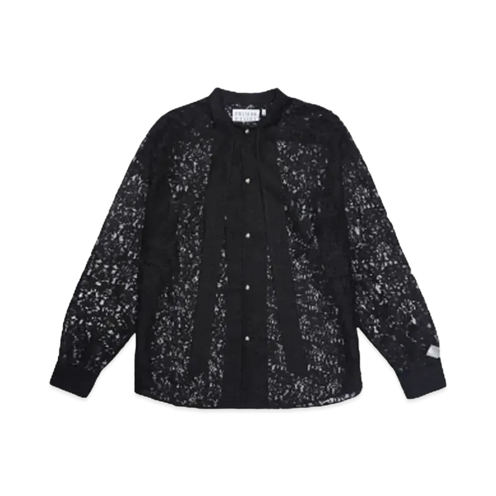 el conductorH FLOWER LACE BOW TIE SHIRT "BK"