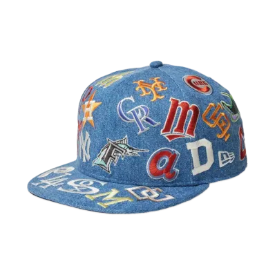NEW ERA 9Fifty Team Logo Allover MLB Cooperstown "Washed Denim"