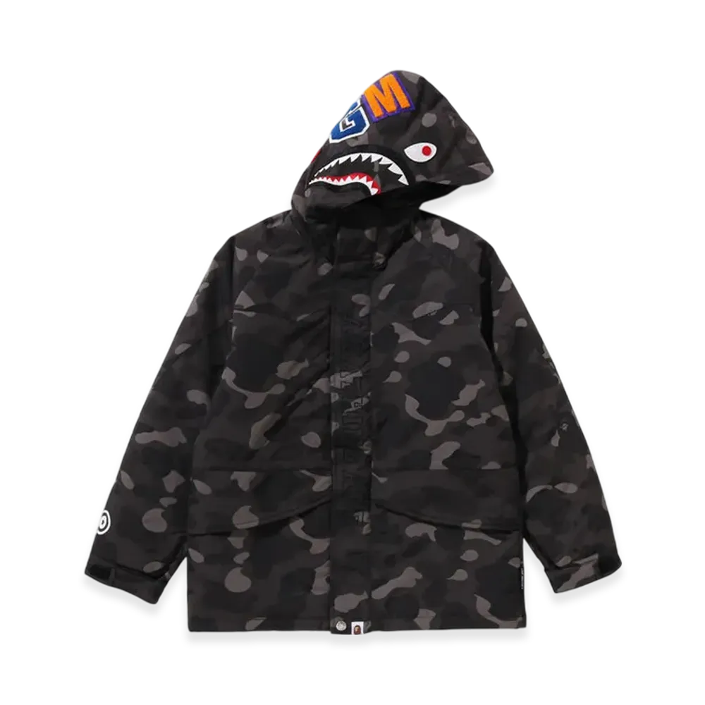 A BATHING APE Color Camo Shark Snowboard Jacket (Junior) "Black"