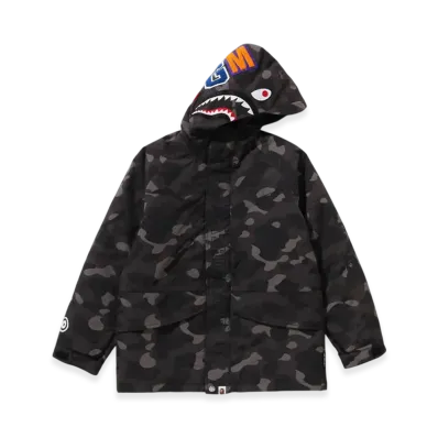 A BATHING APE Color Camo Shark Snowboard Jacket (Junior) "Black"