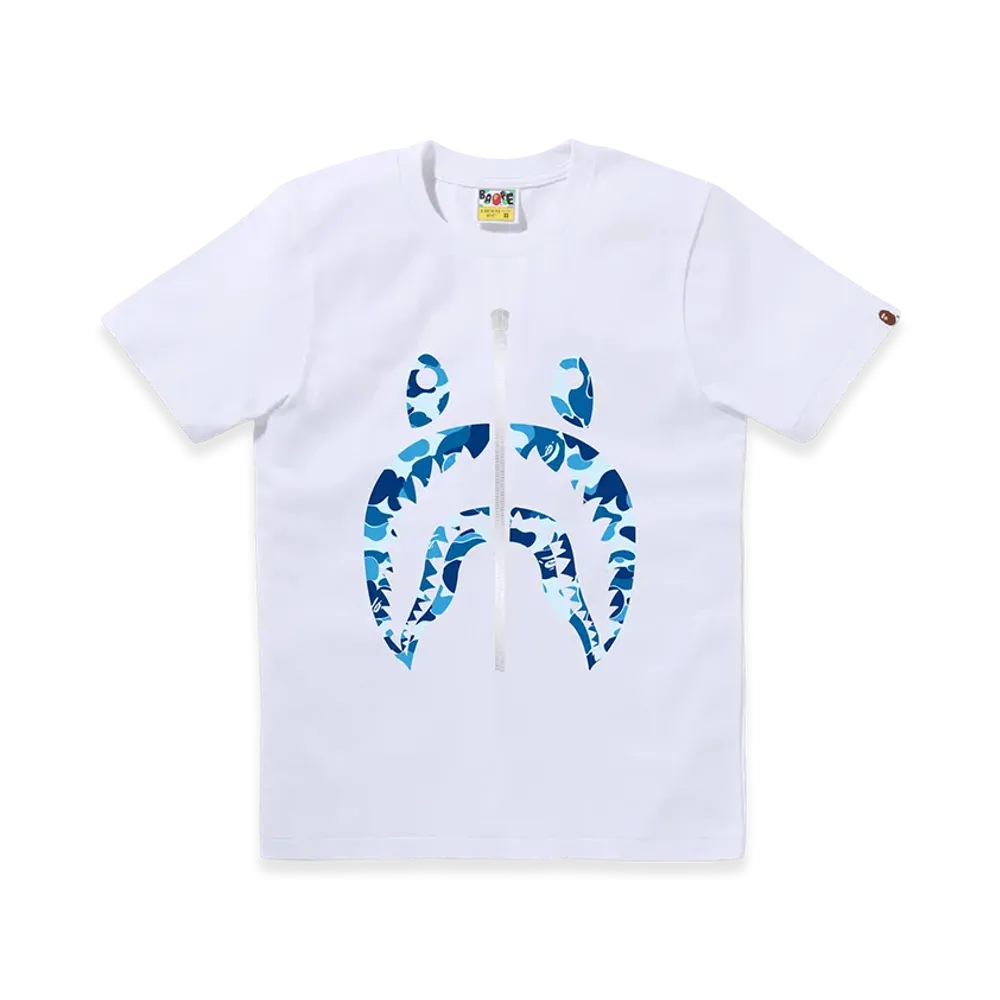 A BATHING APE Ladies Shark Tee "White/Blue"