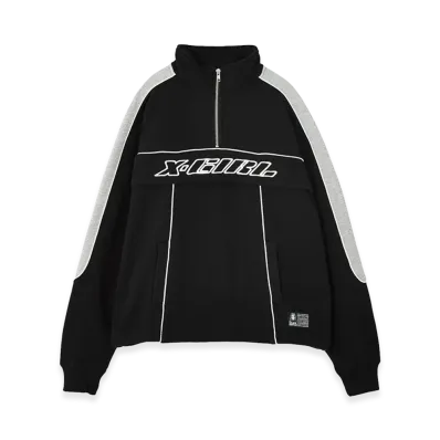 X-Girl Women's Face Label Half Zip Sweat Top "Black"