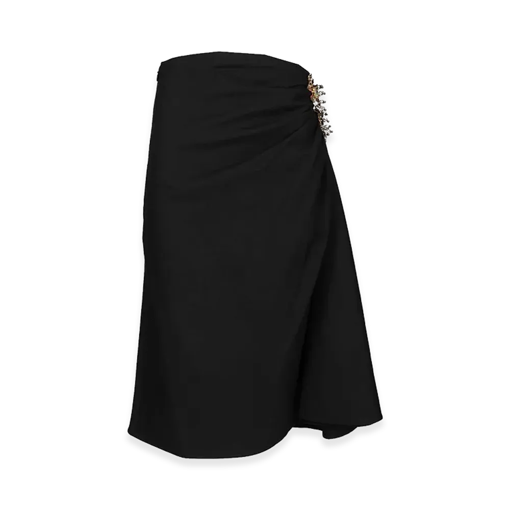 DRIES VAN NOTEN Women's Embellished Draped Skirt "Blue"