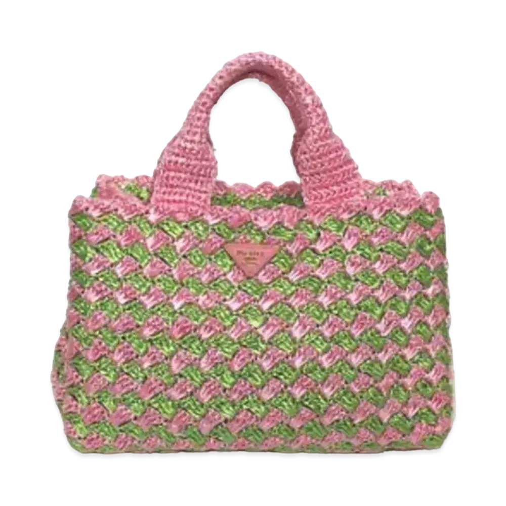 PRADA Rafia Crochet Tote Bag