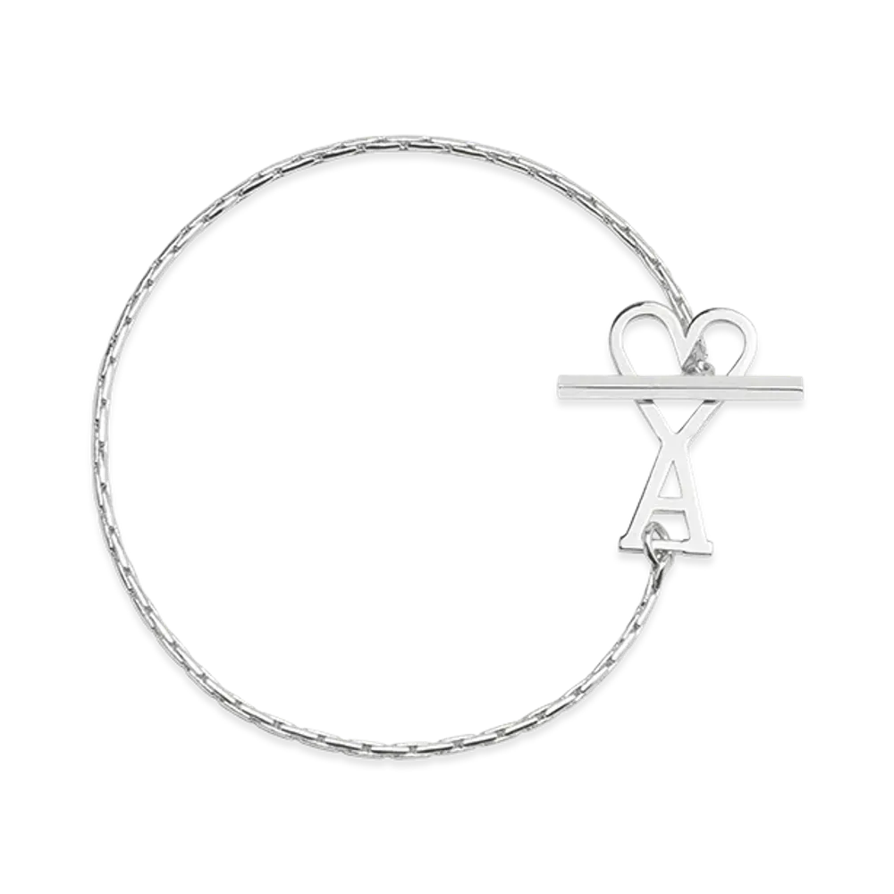 AMI PARIS Brass Ami De Coeur Chain Bracelet "Silver"