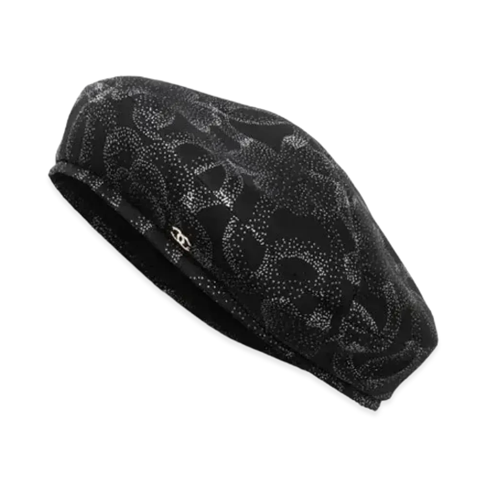 CHANEL Beret Silk Twill "Black/White"