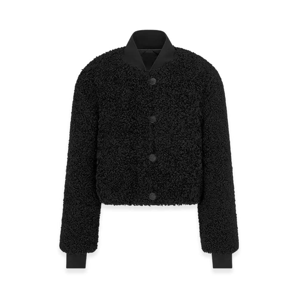 Dior Women's Macrocannage Reversible Bomber Jacket Fleece "Black"