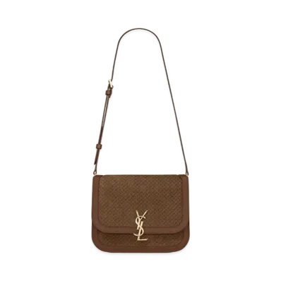 Saint Laurent Solferino Medium Satchel In Leather And A Braided Suede Print "Light Brown"
