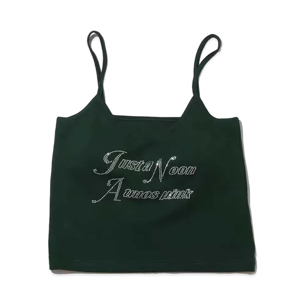 atmos pink x Just Annoon Rhinestone Logo Cami "Green"