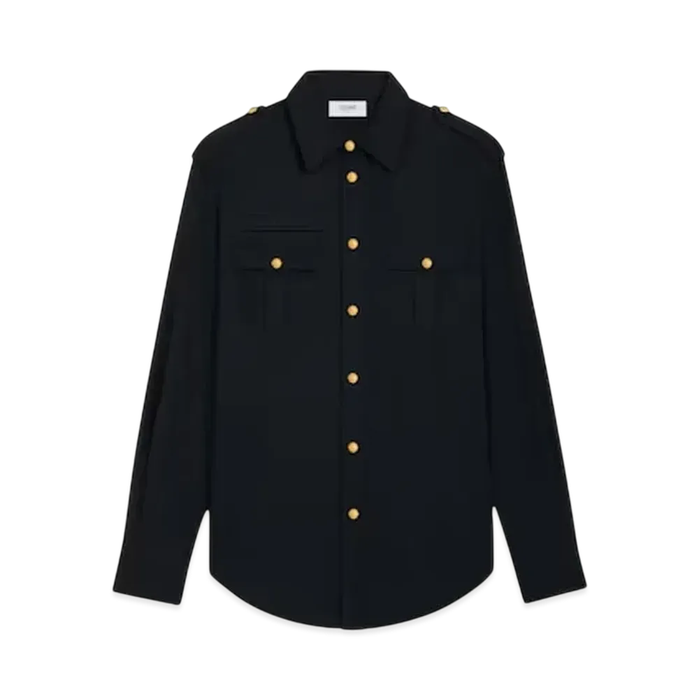 CELINE Men's Military Shirt in Cotton Wool Twill "Navy"