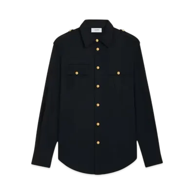 CELINE Men's Military Shirt in Cotton Wool Twill "Navy"