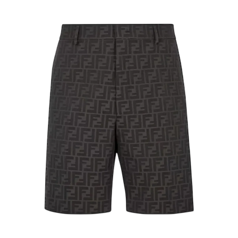 FENDI Men's Bermudas FF Jacquard Fabric Pants "Black"