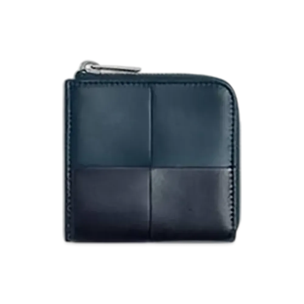 Bottega Veneta Cassette Square Compact Zip Around Wallet "Deep Blue/Space/Shadow/Deep Blue"