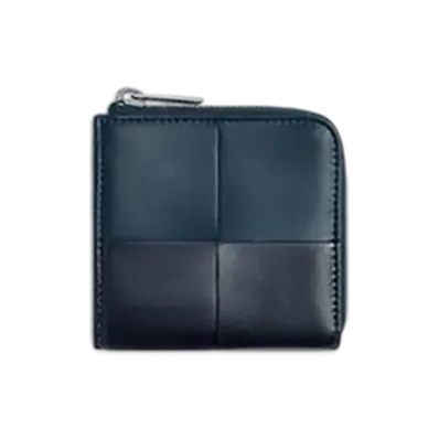 Bottega Veneta Cassette Square Compact Zip Around Wallet "Deep Blue/Space/Shadow/Deep Blue"