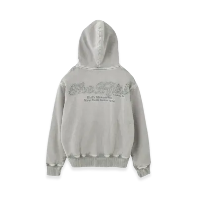 X-Girl Women's Bleached Logo Patch Zip Up Sweat Hoodie "Grey"