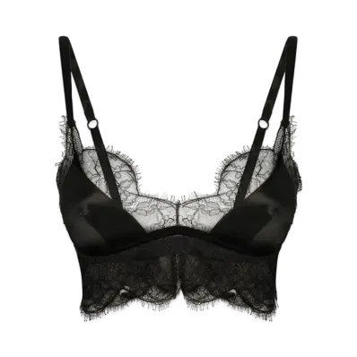 DOLCE&GABBANA Soft-Cup Satin Bralette With Lace Detailing "Black"