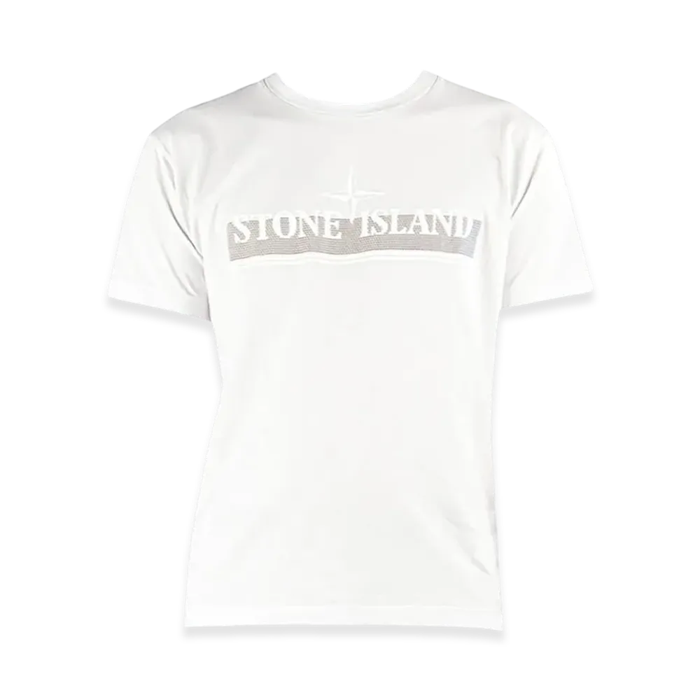 Stone Island 2NS92 30/1 Cotton Jersey Tricromia One Print Garment Dyed T-Shirt - 22SS "Ice"