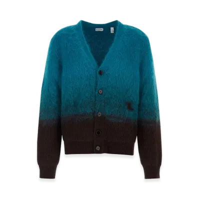 Burberry Two-Tone Wool Blend Cardigan "Blue"