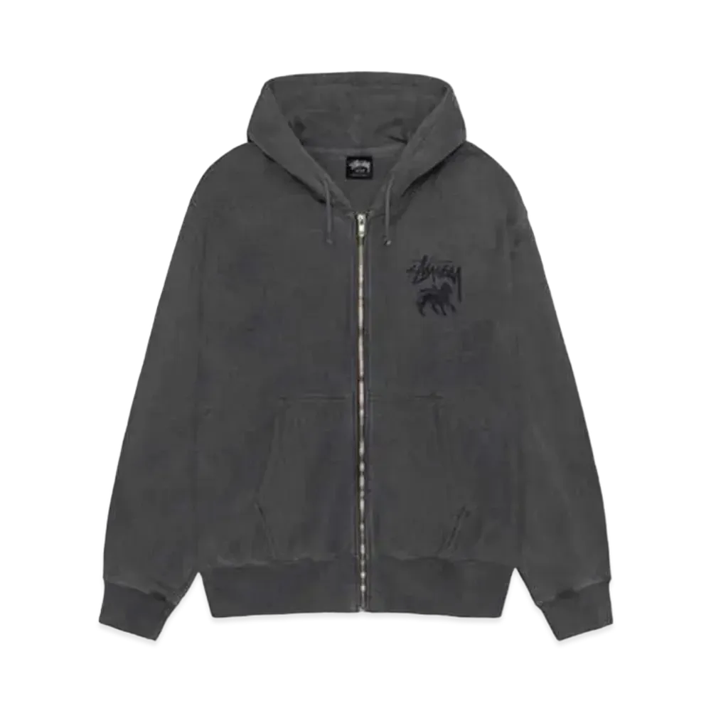 Stussy Rasta Lion Pigment Dyed Zip Hoodie "Black" (FA24)