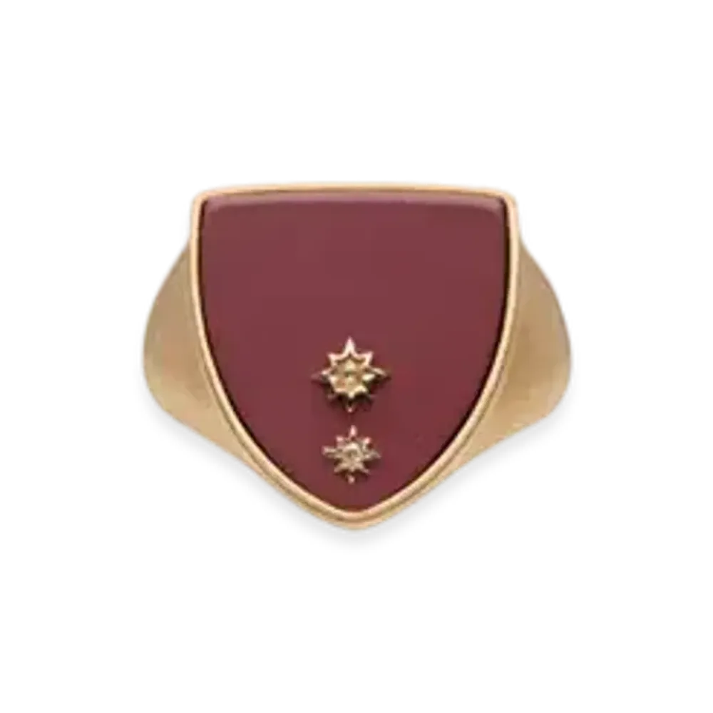 Maison Margiela Enamel Signet Ring "Burgundy/Gold"