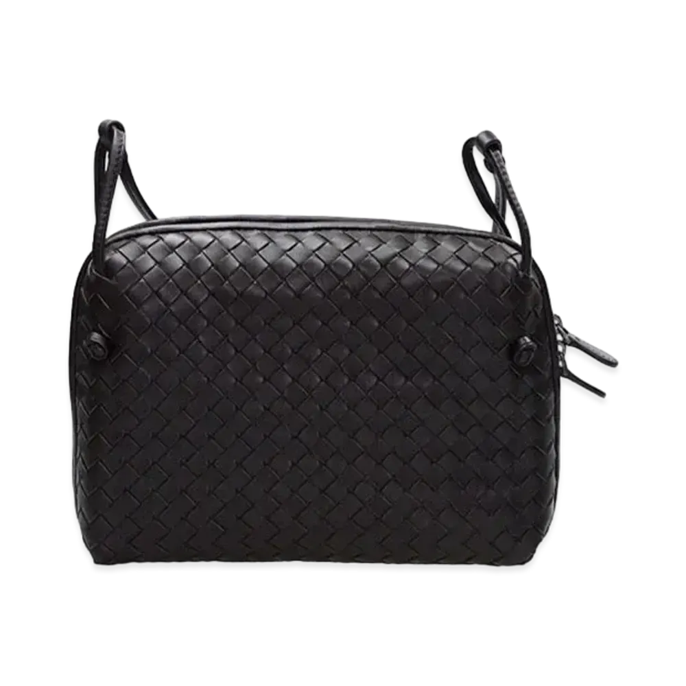 Bottega Veneta Woven Lambskin Messenger Bag "Dark Brown"