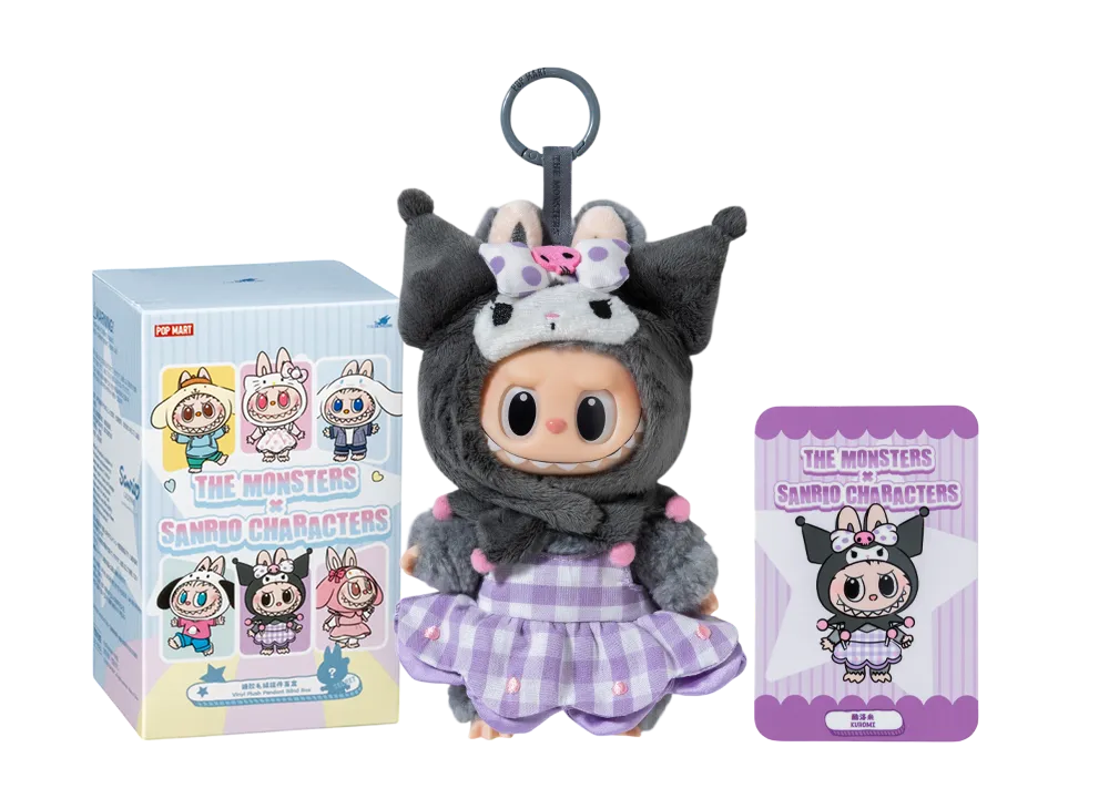 POP MART THE MONSTERS (Labubu) x Hello Kitty and Friends Series-Vinyl Plush Pendant Blind Box KUROMI