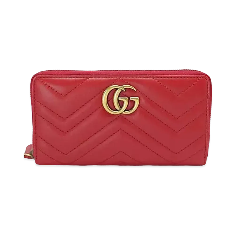 GUCCI GG Marmont Zip Around Wallet ”Red”