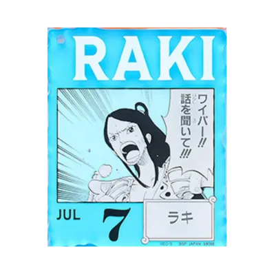 BANDAI "Ichiban Kuji" -ONE PIECE BASE SHOP Lottery 366DAYS OF BIRTHDAYS- Birth Month January-March Ryo Colors Acrylic Block Charm Prize 7/7 Raki