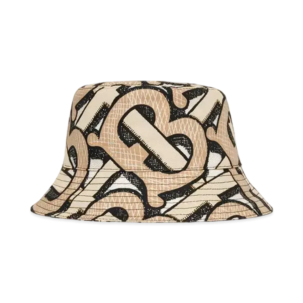 Burberry Monogram P Cotton Canvas Bucket Hat "Beige"