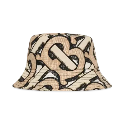 Burberry Monogram P Cotton Canvas Bucket Hat "Beige"