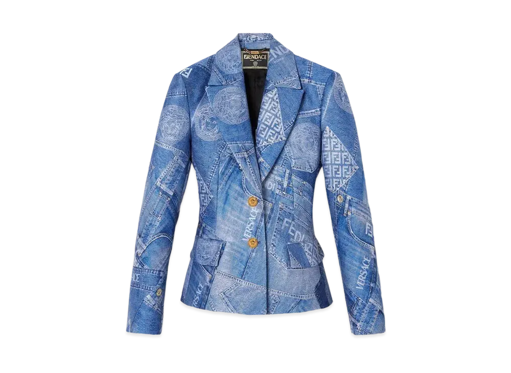 FENDI x Versace Fendace Denim Patchwork Blazer "Blue"
