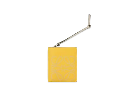 LOEWE Brand Compact Zip Wallet In Calfskin "Mustard / Light Oat"