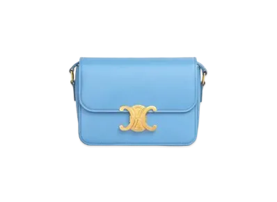 CELINE Teen Triomphe Bag in Shiny Calfskin "Azure"