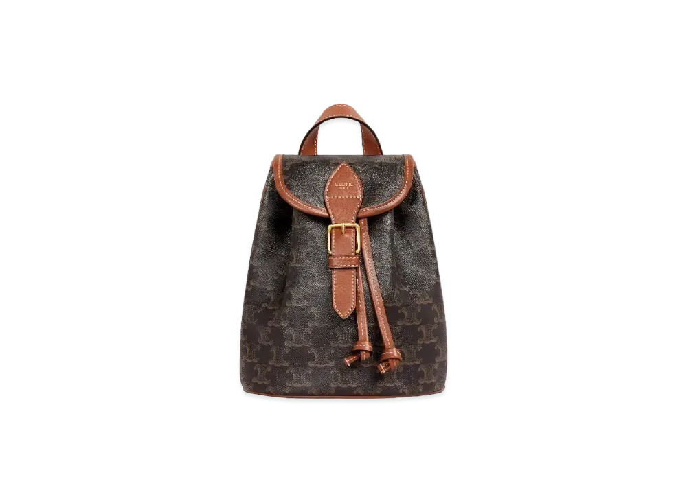CELINE Mini Backpack Folco In Triomphe Canvas And Calfskin "Tan"