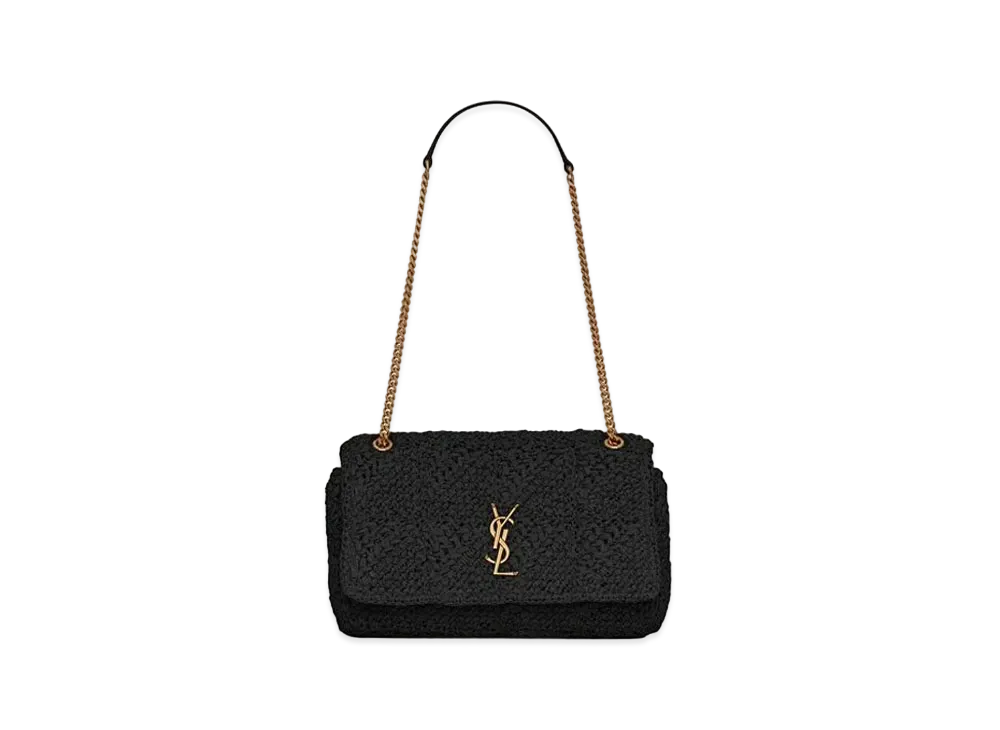 Saint Laurent Jamie Medium "Carre Rive Gauche" In Raffia "Black"