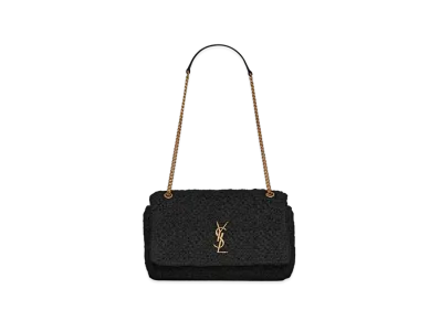 Saint Laurent Jamie Medium "Carre Rive Gauche" In Raffia "Black"
