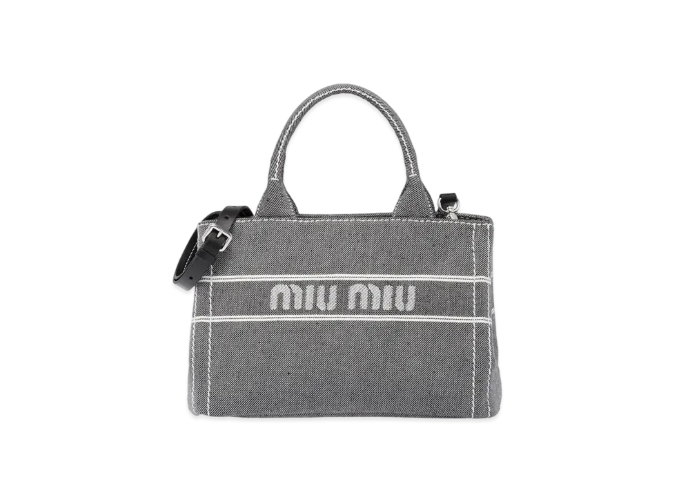 ミュウミュウ ジャカードロゴデニム ハンドバッグ 