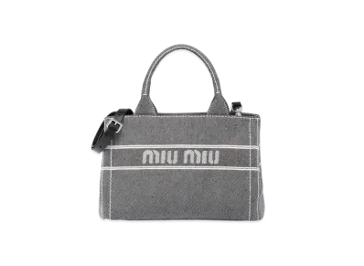 MIU MIU Denim Handbag With Jacquard Logo "Black"