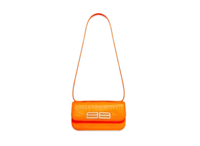 BALENCIAGA Year Of The Tiger Gossip Small Bag Crocodile Embossed "Tangerine"