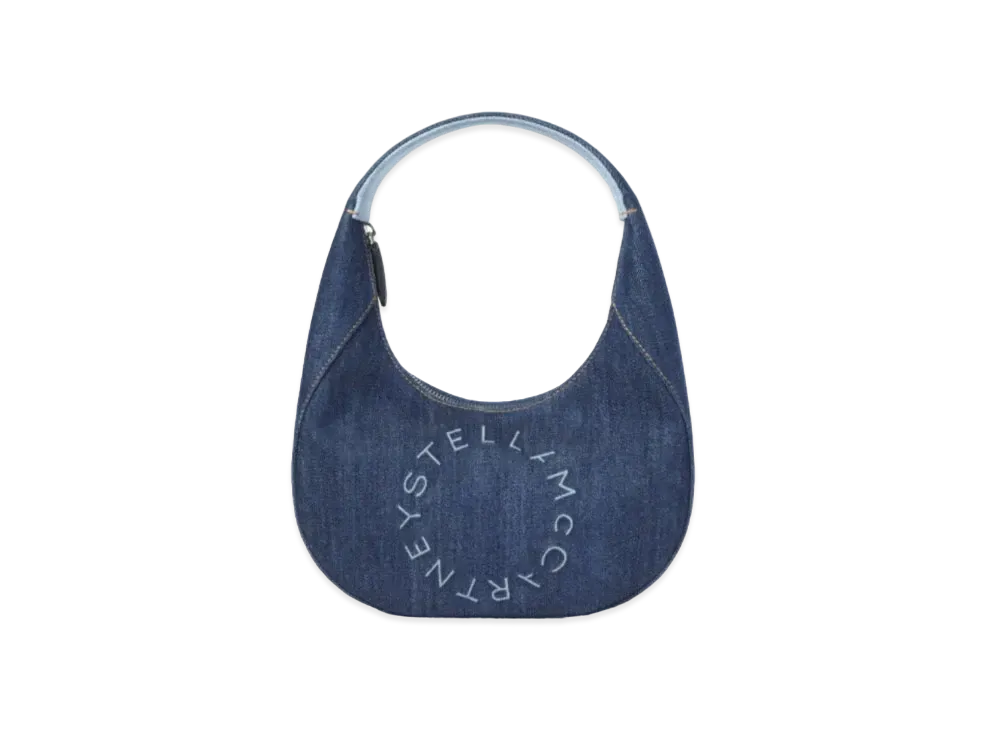 STELLA McCARTNEY Small Stellaro Hobo Eco Denim Shoulder Bag "Smokey Blue"