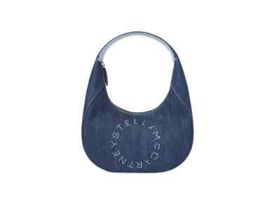 STELLA McCARTNEY Small Stellaro Hobo Eco Denim Shoulder Bag "Smokey Blue"