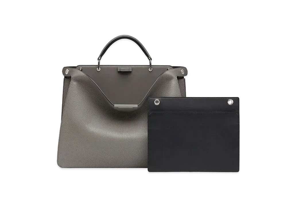FENDI Peekaboo I See U Medium Curf Leather Bag "Gray"