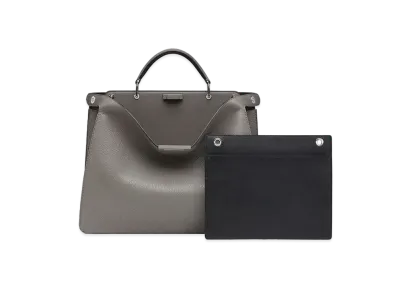 FENDI Peekaboo I See U Medium Curf Leather Bag "Gray"