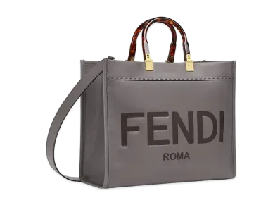 FENDI Sunshine Medium Leather Shopper "Gray"