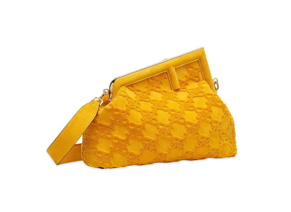 FENDI First Medium Suede Bag "Yellow"