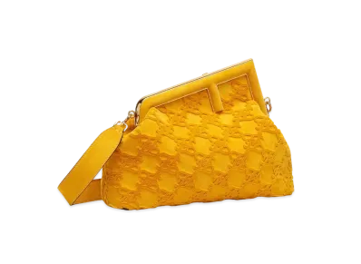 FENDI First Medium Suede Bag "Yellow"