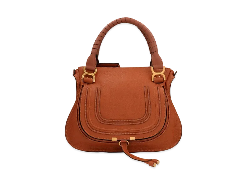 Chloe Marcie Leather Handbag In Small Grain Calfskin "Tan"