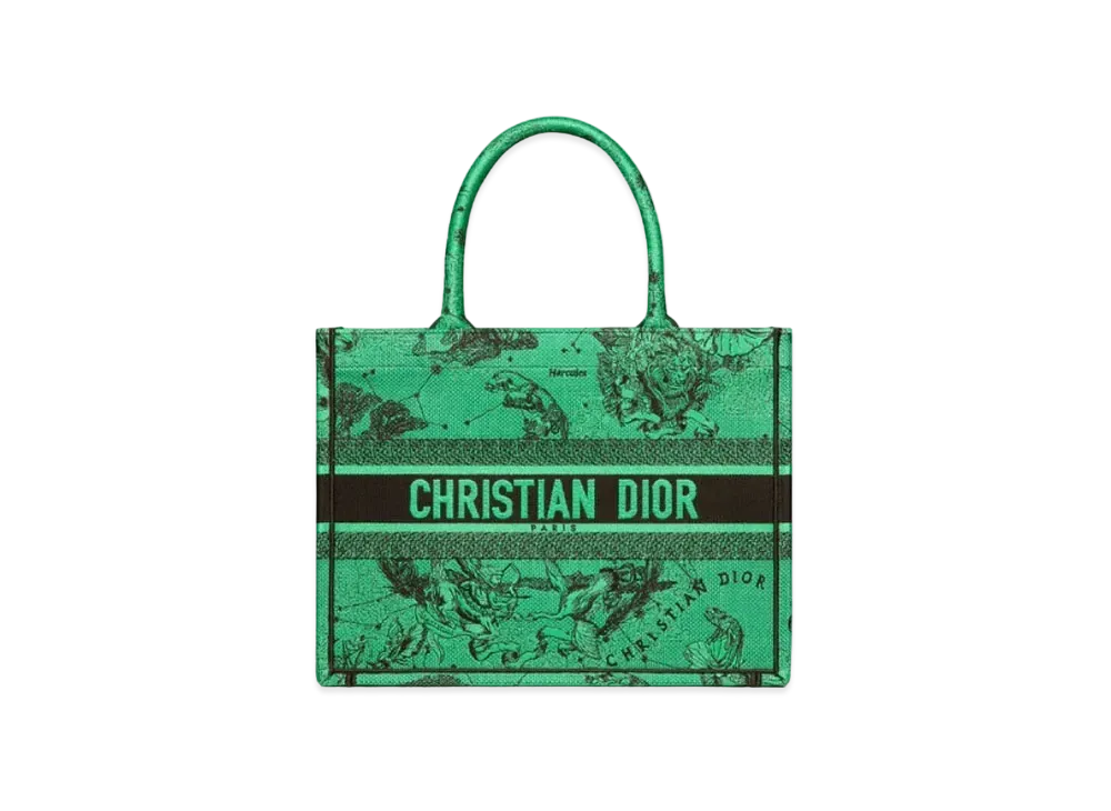 Dior Book Tote Medium Bag Towal De Juy Zodiac Embroidery "Green"