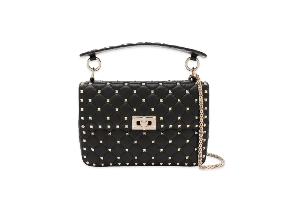 Valentino Medium Rockstud Spike Nappa Leather Bag "Black"