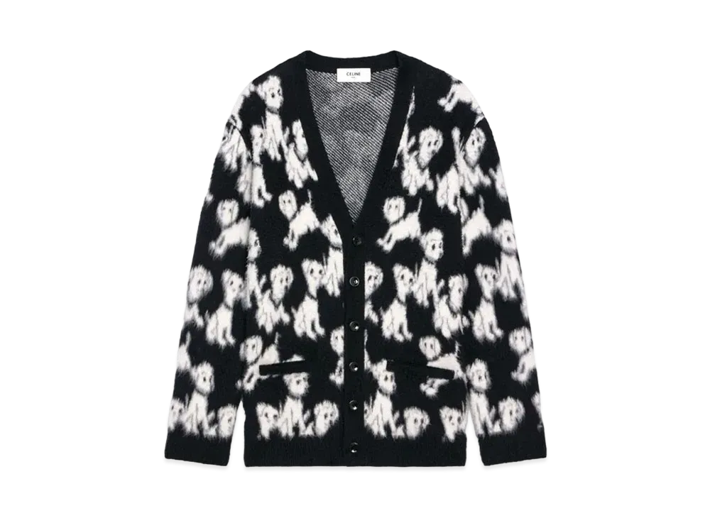 セリーヌ アーティスト ジャカード カーディガン / ブラッシュドコットン "ブラック" 2A51W531Q.38NO